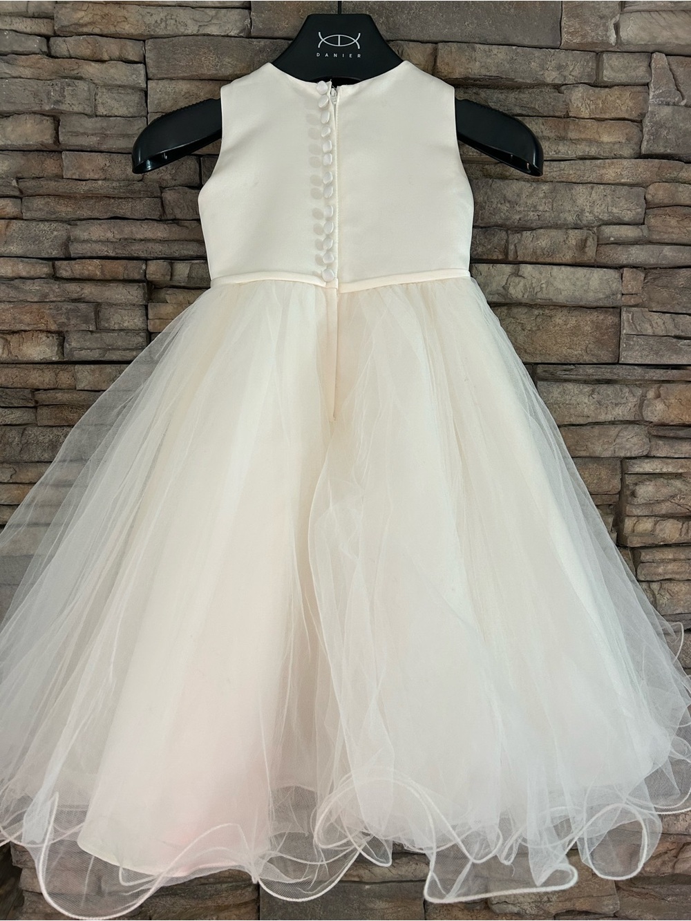 Joan Calabrese Style 82673 Ivory Girls Dress satin tulle Princess size 2 - Picture 3 of 6